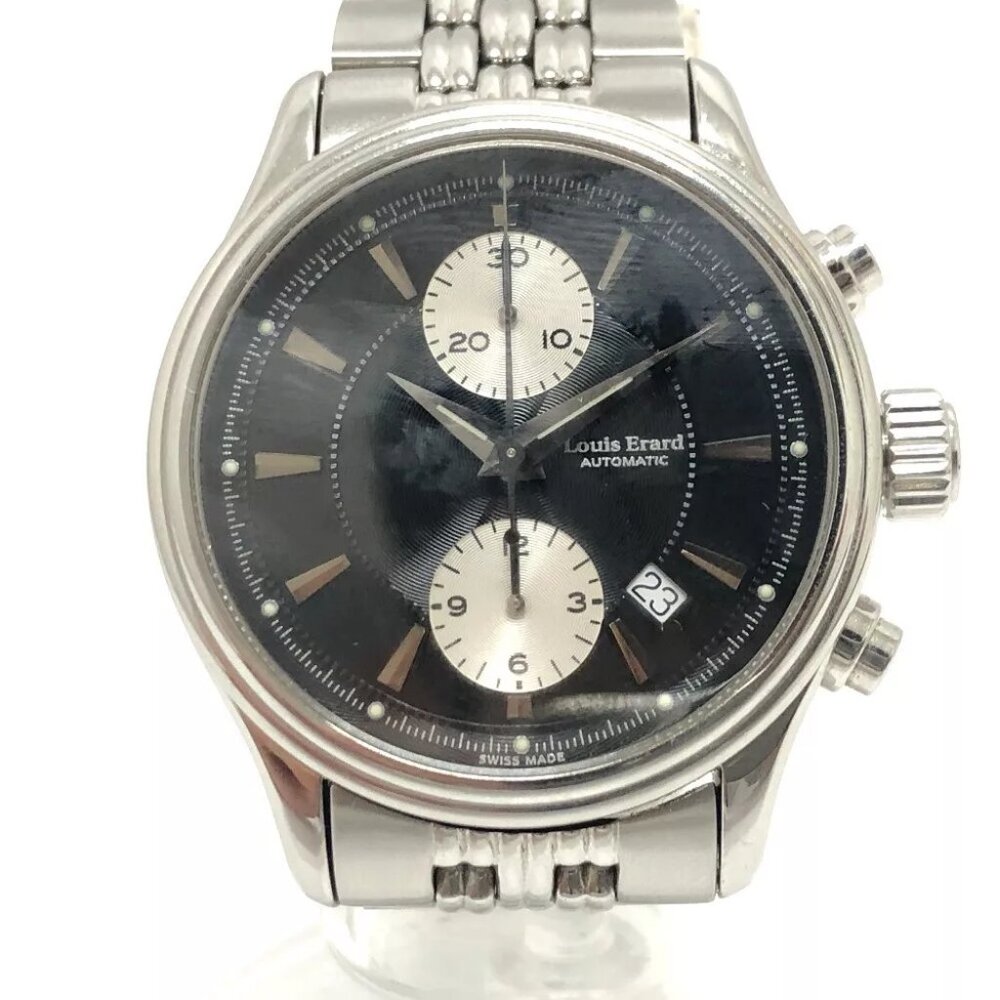 Louis Erard Chronograph Day Date Automatic Wristwatch Watch Wristwatch SS Silver